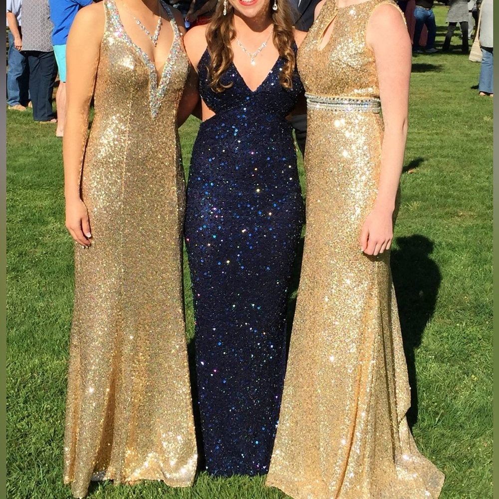 Navy Sequin Evening Gown